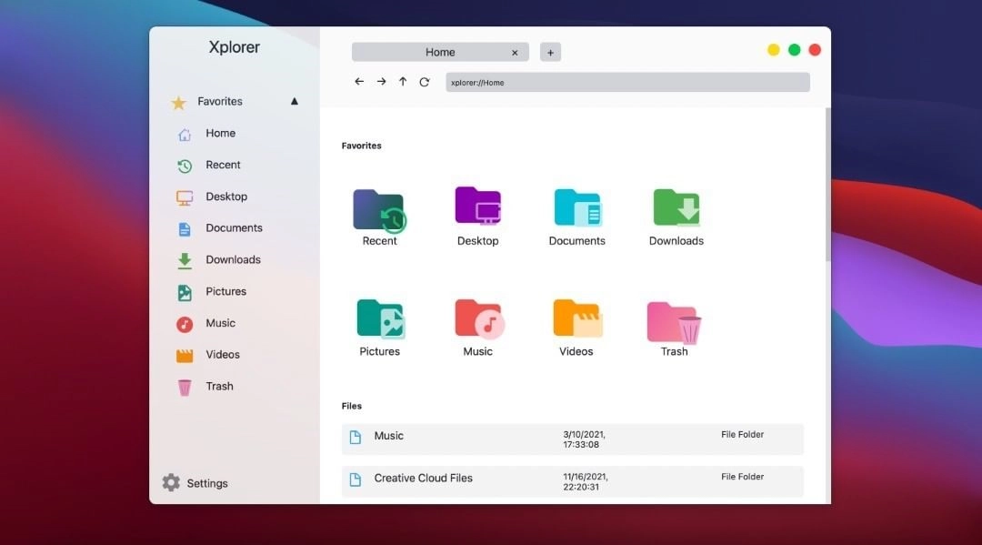Xplorer light+ on macOS